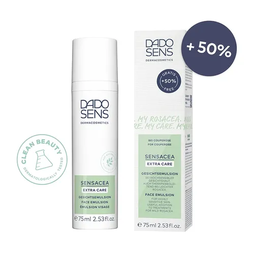 DADO SENS SENSACEA EXTRA CARE GESICHTSEMULSION 75 ml - Medizinische Körperpflege für hochsensible Haut & Couperose. Beruhigt empfindliche Gesichtshaut, mindert Rötungen und sorgt für ein geschmeidiges Hautgefühl.