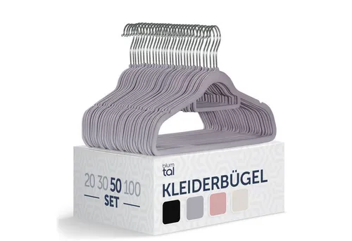 Blumtal Kleiderbügel Rutschfest - Samtoptik - Platzsparend, (50-tlg), Premium inkl. Krawattenhalter, 360° drehbar, Anti-Rutsch Bügel