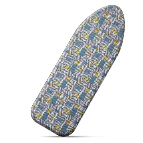 Cozary Bügelbrettbezug 115 x 35 cm, Bügelbrett Bezug Baumwolle, Bügeltischbezug für Dampfbügelstation und Dampfbügeleisen, Bezug Bügelbrett Hitzebeständig bis zu 210℃, Blau-grau Kariert