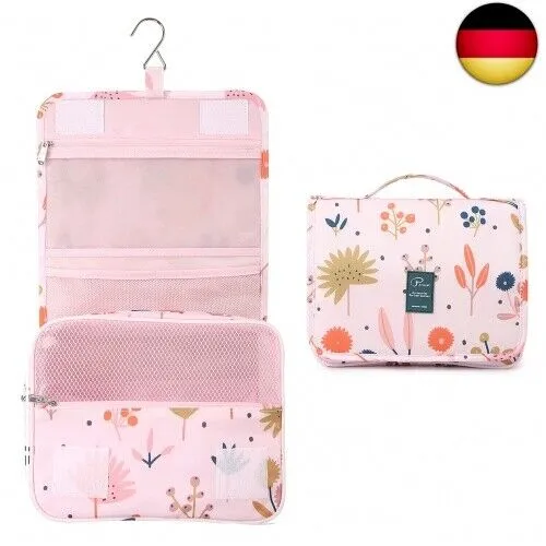 Lychii Kulturbeutel zum Aufhängen, Reise Kosmetiktasche Waschbeutel, Wasserdicht Waschtasche Makeup Tasche Toiletttasche für Frauen & Mädchen - Floral