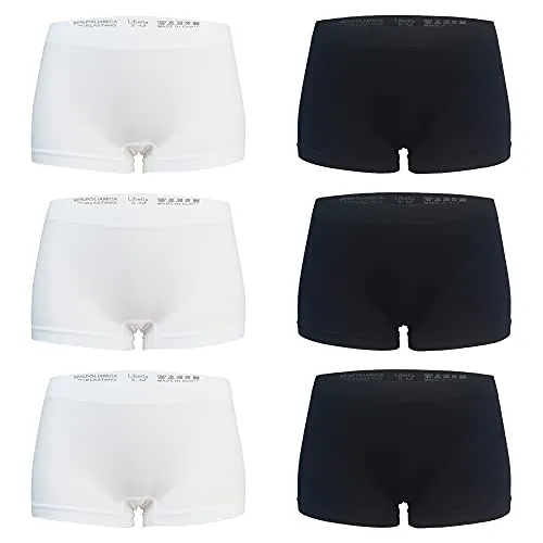 Libella 6er Pack Damen Panties Boxershorts Mikrofaser Seamless 3908 Schwarz Weiß S/M