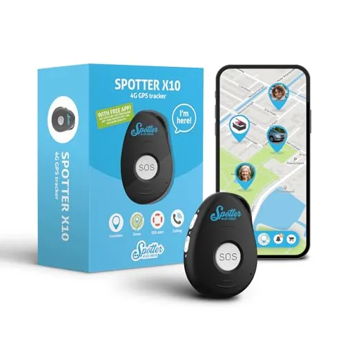 Spotter X10 4G GPS Tracker - Für Kinder, Senioren, Wertgegenstände ohne Abo - GPS Geräte mit 4G- und 2G-Konnektivität für zuverlässige Ortung, SOS-Taste und Anruffunktion. Ideal zum Schutz Ihrer Liebsten und wertvoller Besitztümer.