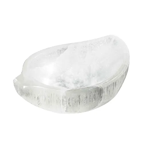 NKlaus Selenit Schale Blatt 10x7x2 cm – Handgefertigte, polierte Energieschale zur Reinigung & Aufladung von Schmuck & Edelsteinen, ideal für Dekoration & Meditation