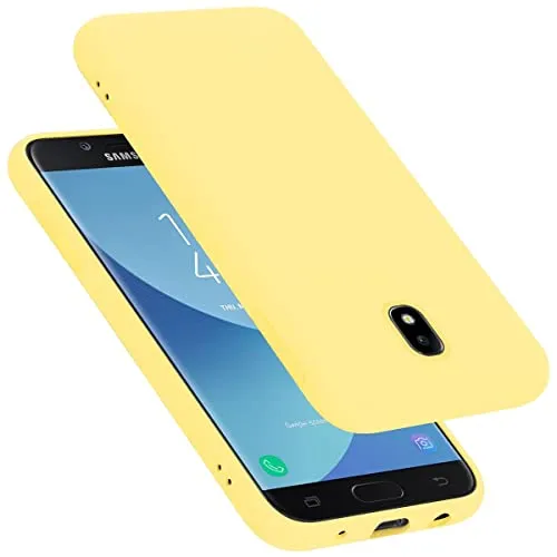 Cadorabo Hülle kompatibel mit Samsung Galaxy J7 2017 Hülle Silikon Handyhülle für Galaxy J7 2017 Case aus flüssigem Silikon- Kratzfeste und stoßfeste dünne TPU Schutzhülle - Liquid GELB