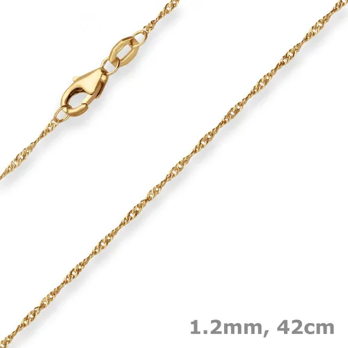 1,2mm Singapurkette aus 375 Gold - Edles Collier für Damen 42cm - Elegante Halskette aus 375 Gelbgold mit einer Länge von 42 cm. Perfekt für besondere Anlässe oder den Alltag. Hochwertige Verarbeitung und zeitloses Design.