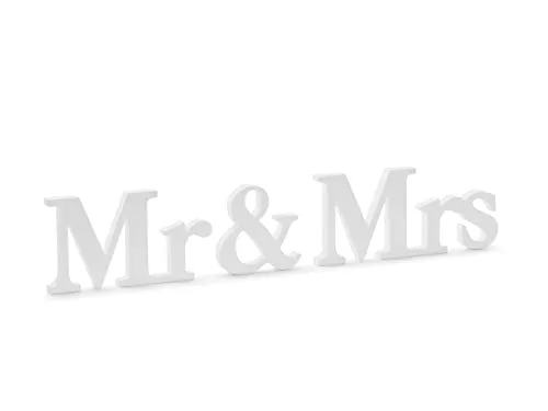 PartyDeco Tischaufsteller Mr & Mrs 50x9,5cm Holzschrift 3tlg Holzbuchstaben Deko stehend Hochzeitstischdeko