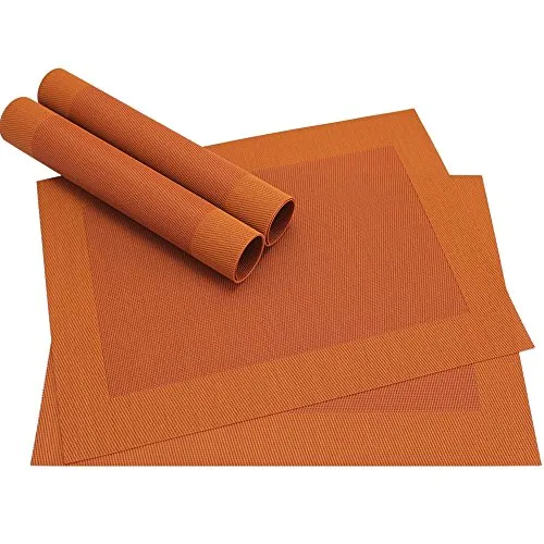 matches21 Edle Tischsets Platzsets BORDA Platzmatten 4er Set orange gewebt aus Kunststoff 46x33 cm Platzdeckchen Esstischunterlagen vom Tischwäsche Spezialist