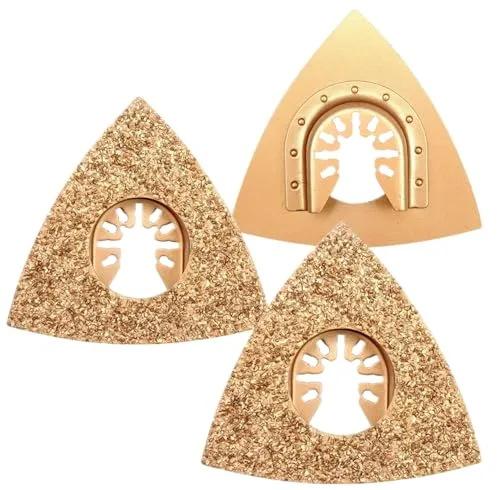 3x HERO Hartmetall Schleifplatte Dreieck Raspel Multimaster Deltaschleifer 80mm Delta Schleifer Oszillierende OIS Multischneider Multifunktionswerkzeug Zubehör für Bosch Fein Multimaster Karbidraspel