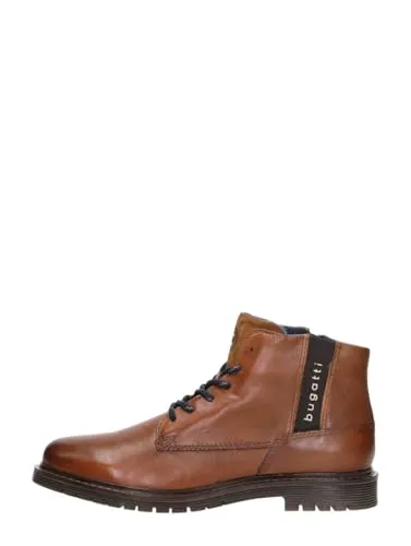 Bugatti Knöchelschnürer in Braun, Gr. 44 - Hochwertiger Herren-Knöchelschnürschuh aus braunem Glattleder mit praktischem Reißverschluss und elastischem Band für optimalen Komfort. Ideal für Alltag und Büro, vereint klassisches Design mit modernem Tragegefühl.