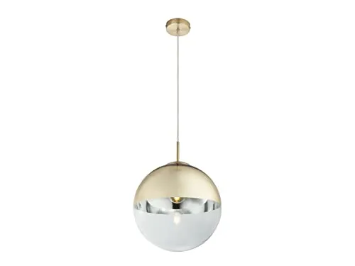 Luxuriöse Pendelleuchte mit Glaskugel, 1-flammig in Gold & Klarglas - Hängeleuchte mit Ø 30cm, inklusive dimmbarer E27 LED, ideal für Wohnzimmer, Schlafzimmer und Flur. Die edle Kombination aus Gold und Klarglas sorgt für ein stilvolles Ambiente.