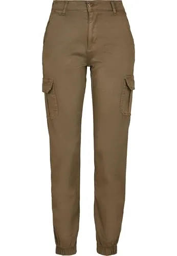 Urban Classics Damen High Waist Cargo Pants Hose, Olive, 26 - Damen-Hosen mit hohem Bund für optimalen Tragekomfort und voluminösen Cargo-Taschen, perfekt für trendbewusste Looks.