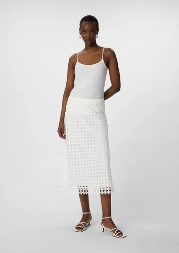 comma Ausgestellter Midirock aus Spitze in Weiß - Größe 36 - Eleganter Midirock aus feiner Spitze für Damen, perfekt für festliche Anlässe und das ganze Jahr über tragbar.