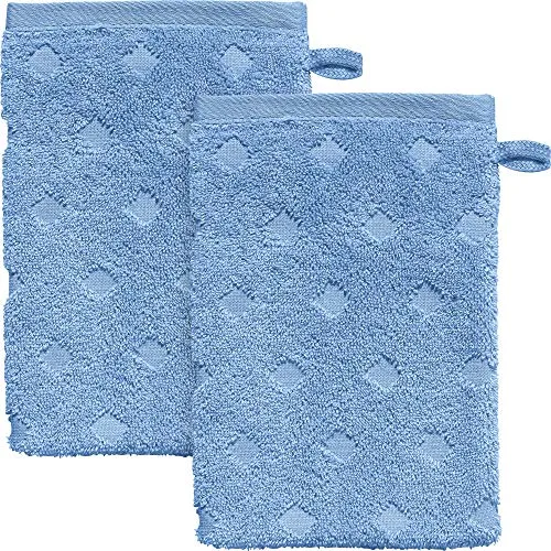 Erwin Müller Walk-Frottier Waschhandschuh 2er-Pack Baden Baden blau Größe 15x21 cm - extra saugstark, schnell trocknend, samtweich