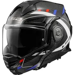 LS2 FF901 Advant X Future Carbon Klapphelm, schwarz-weiss-blau, Größe XS - Motorradhelm mit 180° rotierendem Kinnbügel und kratzfestem, UV-beständigem Visier für maximalen Komfort und Sicherheit.