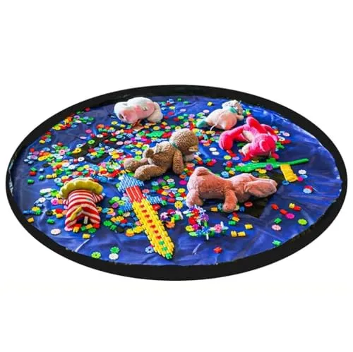 ProLeo Kinder Aufräumsack, Aufbewahrung Matte Tasche für Kinder Spielmatte Sack von Kordelzug mit Kappe wie Reisetasche als Geschenk