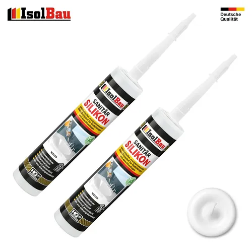 Sanitär Silikon Weiss 2 x 300 ml Sanitärsilikon Dichtstoff Bad Küche Dusche