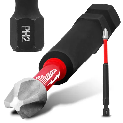 Magnetisch Bit PH2 90 mm Stahl Philips Schraubendreher MILWAUKEE Magnetbit Lang