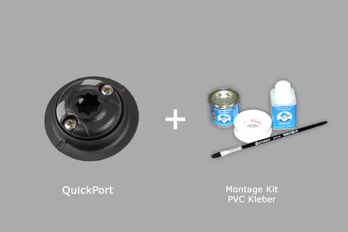 Set: Railblaza QuikPort Halterung Außenhaut (schwarz) + Kleber-Kit, 03-0013-11