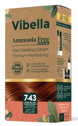 Vibella Haarfärbecreme Nr. 7,43 Tiefblond mit Mahagoni-Gold – Premium-Haarfarbe
