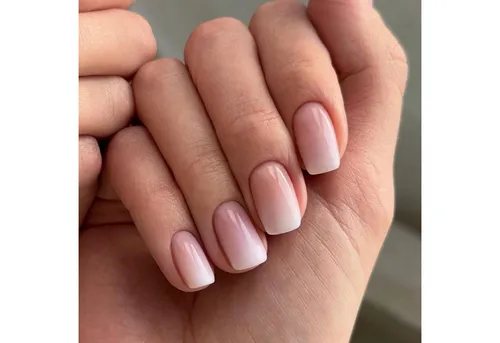 LuxusKollektion Kunstfingernägel 24 Stück Gradient Nägel Aufkleben Kurz Beige Eckig Glossy Kunstnägel