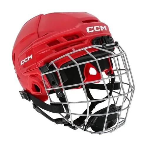 CCM Tacks 70 Helm Combo Bambini - Junior, Rot - Eishockey-Helm für Kinder, bietet optimalen Schutz und Komfort mit einem stylischen roten Design.