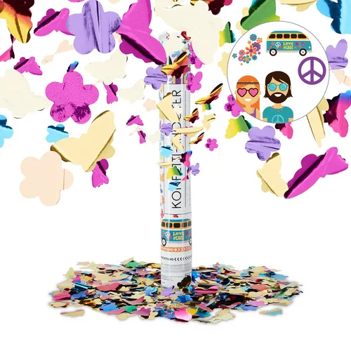 10x Konfetti Kanonen 40cm bunt Party Popper Schmetterling & Blume Partyschleuder
