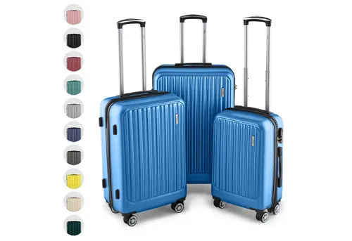 Easy Move ABS Hartschalenkoffer - 3-teiliges Trolley Koffer Set mit 360° Rädern - Robuster ABS Hartschalenkoffer mit ergonomischem Griff und integriertem Zahlenschloss. Ideal für Reisen, bietet er sicheren Schutz und hohen Komfort.