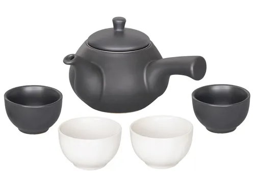 tea4chill Teeset / Teeservice 5-teilig aus Keramik, schwarz/weiß, Teekanne 500ml