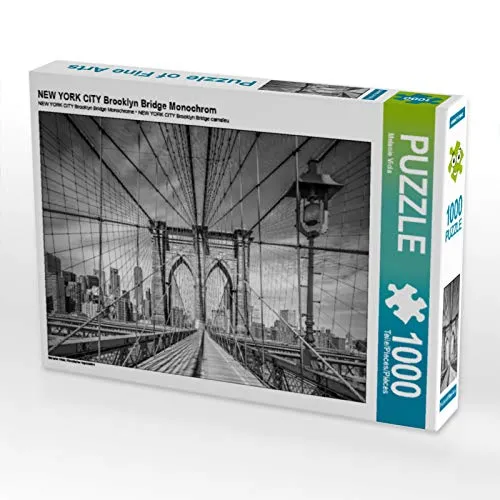 CALVENDO Puzzle New York City Brooklyn Bridge Monochrom 1000 Teile Puzzle quer | Lege-Größe cm Foto-Puzzle für glückliche Stunden