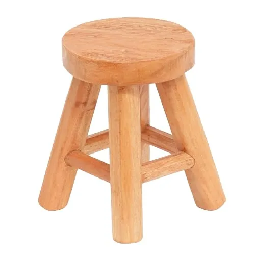 CREEDWOOD Kleiner Pflanzen HOCKER Malik | Mahagoni Holz, 19cm | Natur Blumenhocker, Deko Schemel, Rundhocker, Naturholz Beistellhocker