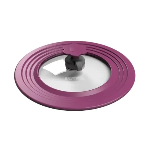 Kochblume Bratdeckel mit Automatikventil – Hitzebeständig und Spülmaschinenfest - Praktischer Bratdeckel für Töpfe und Pfannen von 22-28cm. Mit Automatikventil für perfekten Dampfablass und in ansprechendem Lila. Ideal für müheloses Kochen.
