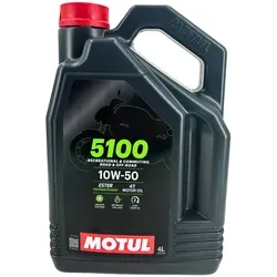 Motoröl MOTUL 5100 10W50 4L - Hochleistungs-Motoröl für Motorräder, sorgt für optimalen Schutz und Leistung bei allen Bedingungen. Ideal für Sport- und Tourenmotorräder.