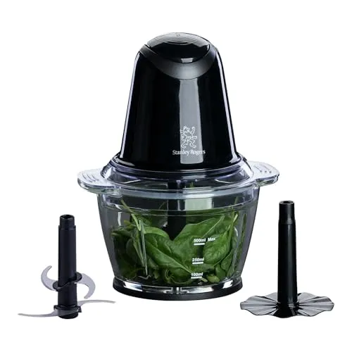 Stanley Rogers Multi-Zerkleinerer elektrisch 27980 - Standmixer mit kraftvollem 500W Motor, 2 Geschwindigkeitsstufen und Mixaufsatz - perfekt für schnelle Zubereitung von Speisen und Cremes.