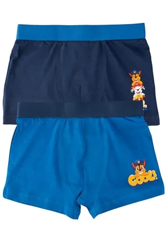 Paw Patrol Boxershorts für Jungen - Unterwäsche Unterhose Boxer Blau (2er Pack) (122)