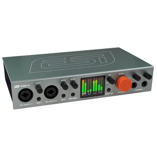 ESI Amber i4 | 24-bit/192kHz USB-C Audiointerface - Audio-Interfaces mit 4 x 4 Kanälen, ideal für professionelle Aufnahmen und Mixes. Mit Class-A Mic-Pre-Eingängen und direkter ADM-Überwachung für optimales Soundmanagement.
