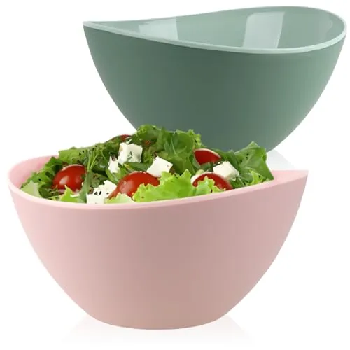 com-four® 2x Schale aus Kunststoff - bruchfeste Salatschale - große Obstschüssel - praktische Rührschüssel 3,4 L - Campinggeschirr für Picknick, Buffet, Garten, Kinderparty [Auswahl variiert]