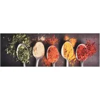 vidaXL Küchenteppich Waschbar Löffel 45x150 cm - Teppich für Küche & Flur, maschinenwaschbar und rutschfest. Hält warm, sicher und schmutzfrei mit stylischem Löffel-Design.
