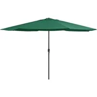 vidaXL Sonnenschirm mit Metall-Mast 390 cm Grün - Sonnenschirm mit UV-beständigem Polyester, ideal für Garten und Terrasse. Der stabile Metallmast und der Kurbelmechanismus sorgen für einfachen Gebrauch und Langlebigkeit.