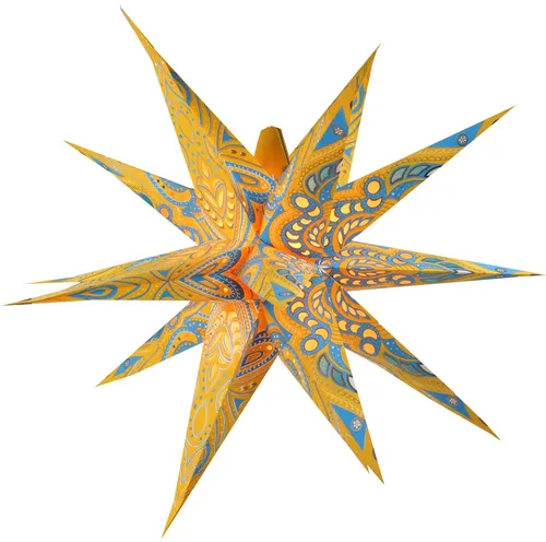 Faltbarer Advents Leucht Papierstern, 3D Weihnachtsstern in gelb von Guru-Shop
