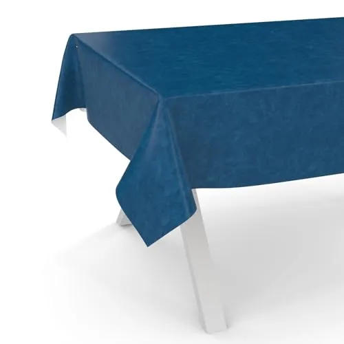 ANRO Wachstuchtischdecke Wachstischdecke Wachstuch Tischdecke abwaschbar Gartentischdecke Rund Oval Eckig 220x140cm Schnittkante Marmor Blau