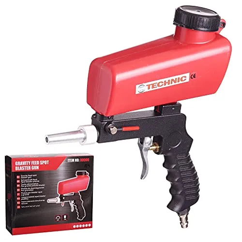 TC TECHNIC Technic Handpneumatische Sandstrahlpistole, Druckluft, Trichter, Absperrventil, handlich, für rohe Kanten, Ecken, rostige Stellen
