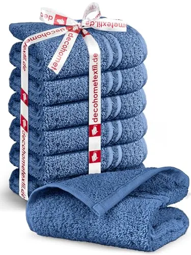 DecoHomeTextil Handtuch-Set 6 Gästetücher 30 x 50 cm in Blau aus 100% Baumwolle, hochwertig, kuschelweich und saugstark