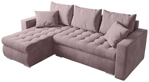 BROMARKT LUIS Ecksofa mit Schlaffunktion in pink von BroMARKT