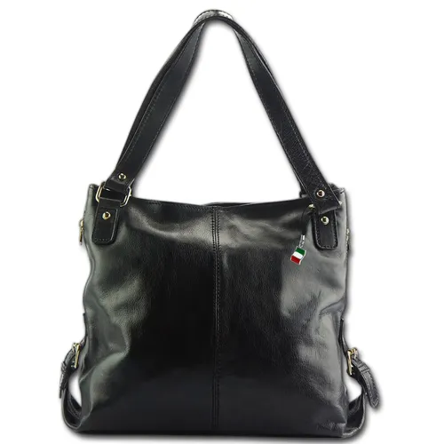 FLORENCE Schultertasche - Elegante Damen Echtleder Tasche in Schwarz - Schultertasche aus echtem Leder, stilvoll und geräumig mit Reißverschluss, ideal für jeden Anlass.
