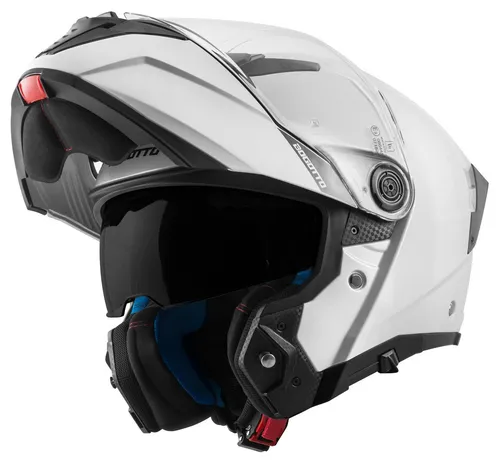 Bogotto FF404 Solid Klapphelm, Weiß, 2XL - Motorradhelm mit integriertem Sonnenvisier und optimaler Aerodynamik, ideal für komfortables Fahren bei jedem Wetter.