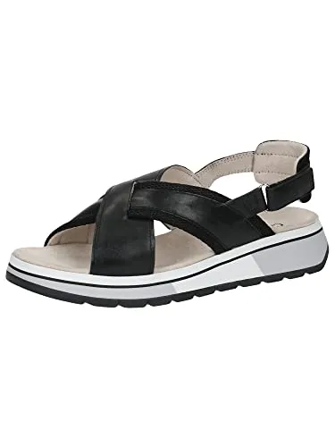 Caprice Damen 9-9-28704-20 Sandale Flach, Black Comb, 41 EU