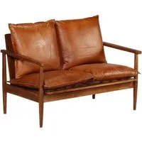 vidaXL 2-Sitzer-Sofa Echtleder Akazienholz Braun - Elegantes 2-Sitzer-Sofa aus echtem Leder und massivem Akazienholz, bietet höchsten Sitzkomfort und verleiht deinem Raum Vintage-Charme. Leichte Reinigung und einfacher Aufbau machen es ideal für jedes Zuhause.
