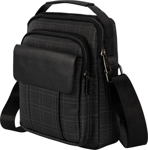 EAAKIE Herrentasche Flugbegleiter Schultertasche Umhängetasche Schwarz