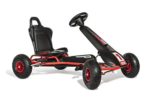 Ferbedo Go AR 8R - Gokart in Schwarz-Rot mit Soundlenkrad, hochwertige Luftreifen für ein perfektes Fahrerlebnis, ideal für Kinder von 5-11 Jahren