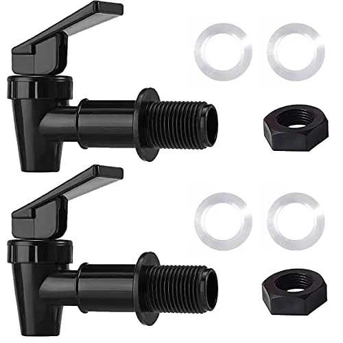 HINING Auslaufhahn für Regentonne Wasserhahn für Regentonne bpa freier kunststoff-wasserspieß Ersatzhahn geeignet für Kalte und heiße Getränke, Bierfass, Glas, Kaffee, Saft, Trinkbrunnen (2 schwarz)